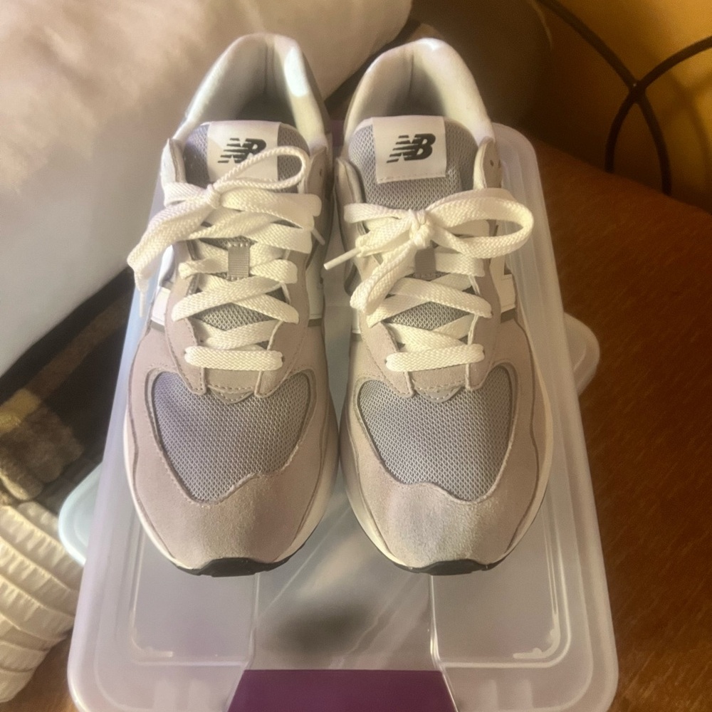 New Balance Light Gray and White Athletic Shoes